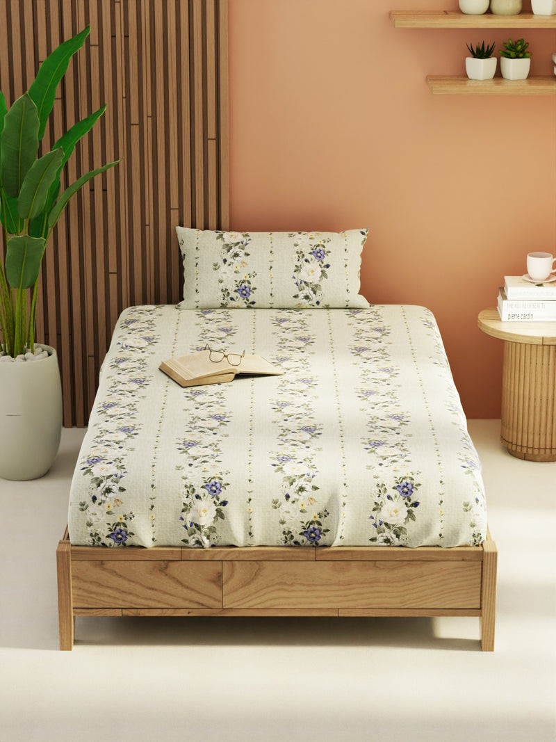 Extra Smooth Micro Single Bedsheet With 1 Pillow Cover <small> (stripe-lavender)</small>