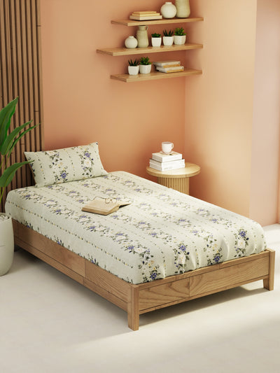 Extra Smooth Micro Single Bedsheet With 1 Pillow Cover <small> (stripe-lavender)</small>