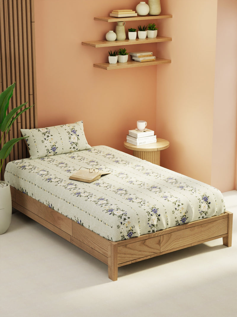 Extra Smooth Micro Single Bedsheet With 1 Pillow Cover <small> (stripe-lavender)</small>