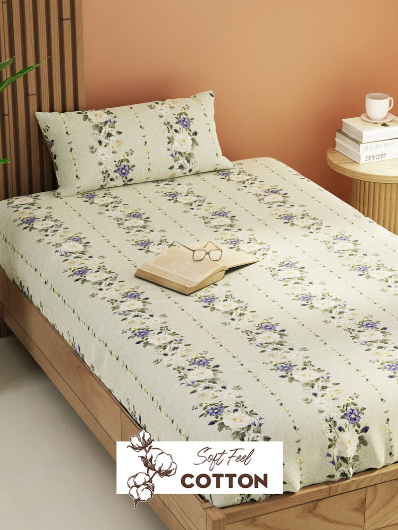 Extra Smooth Micro Single Bedsheet With 1 Pillow Cover <small> (stripe-lavender)</small>