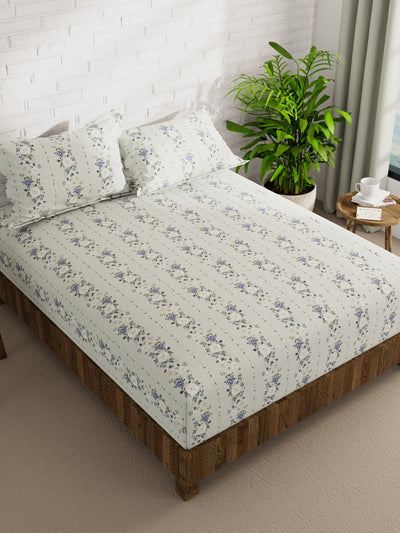 Extra Smooth Micro Double Bedsheet With 2 Pillow Covers <small> (floral-sage)</small>
