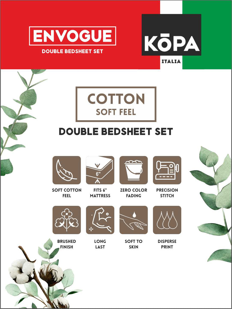 Extra Smooth Micro Double Bedsheet With 2 Pillow Covers <small> (floral-sage)</small>
