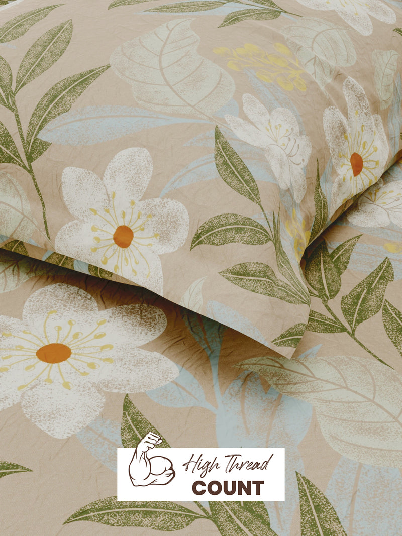 Extra Smooth Micro Single Bedsheet With 1 Pillow Cover <small> (floral-sage)</small>