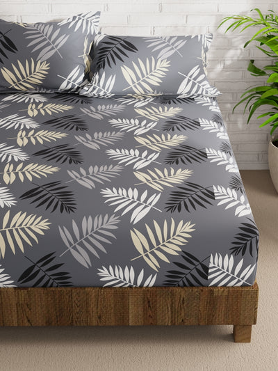 Extra Smooth Micro Double Bedsheet With 2 Pillow Covers <small> (floral-grey)</small>