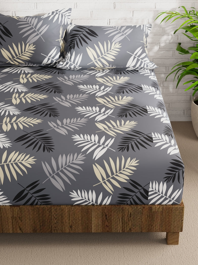 Extra Smooth Micro Double Bedsheet With 2 Pillow Covers <small> (floral-grey)</small>