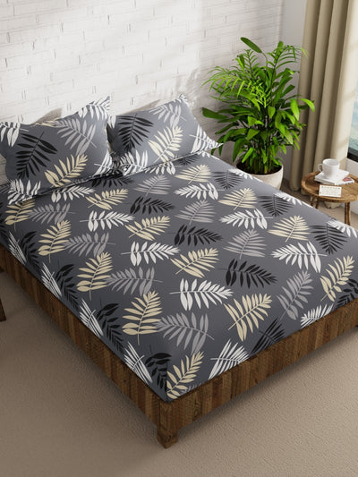 Extra Smooth Micro Double Bedsheet With 2 Pillow Covers <small> (floral-grey)</small>