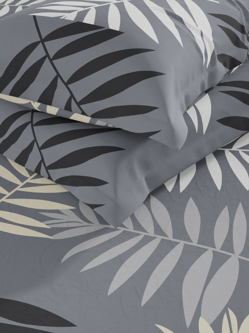 Extra Smooth Micro Double Bedsheet With 2 Pillow Covers <small> (floral-grey)</small>