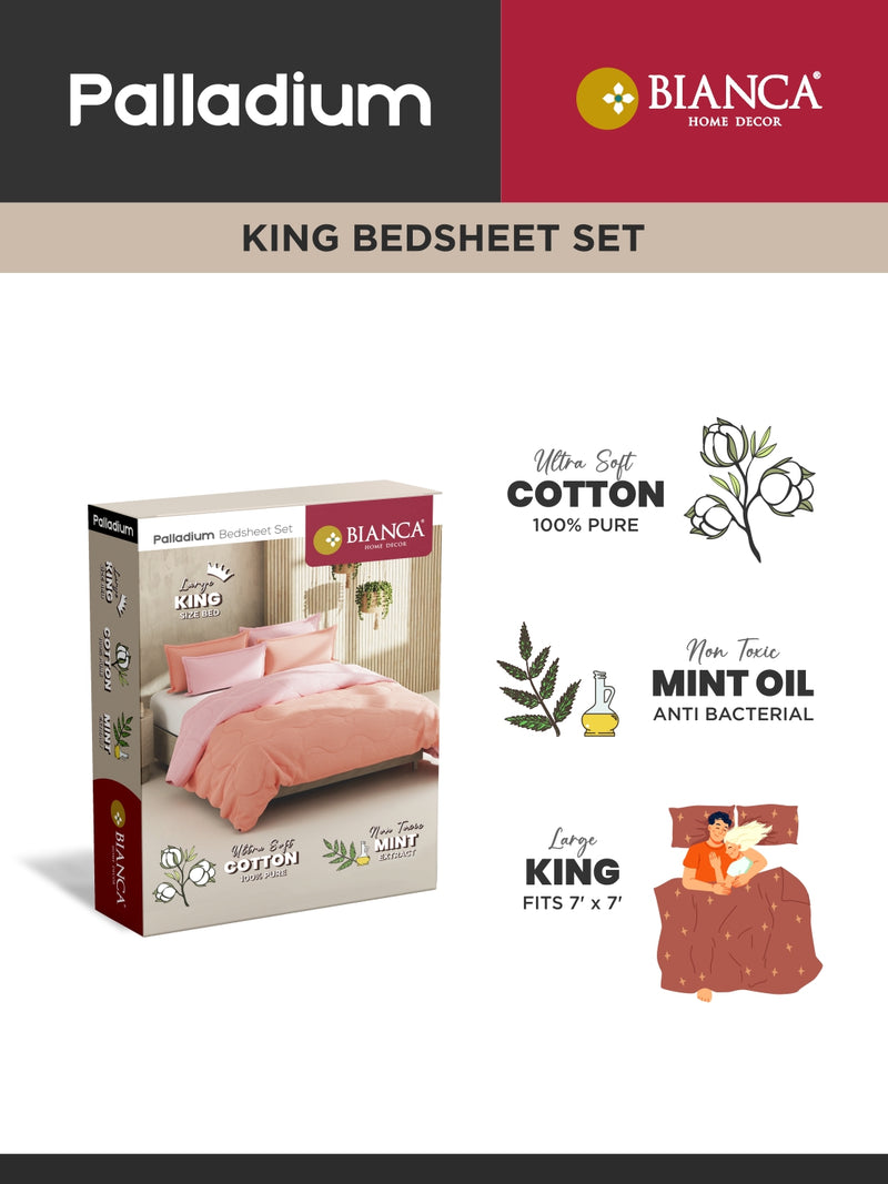 Soft 100% Natural Cotton, King Size Double Bedsheet With 2 Pillow Covers <small> (stripe-sage)</small>