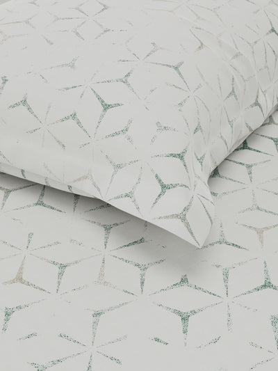 Soft 100% Natural Cotton Single Bedsheet With 1 Pillow Cover <small> (geometric-grey/green)</small>