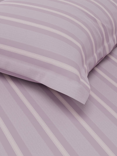 Soft 100% Natural Cotton Single Bedsheet With 1 Pillow Cover <small> (stripe-lilac/pink)</small>