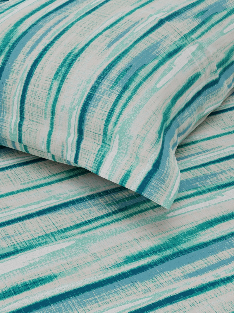 Soft 100% Natural Cotton Single Bedsheet With 1 Pillow Cover <small> (abstract-aqua/mint)</small>