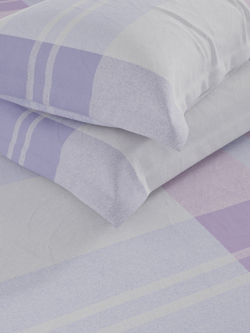 Soft 100% Natural Cotton, King Size Double Bedsheet With 2 Pillow Covers <small> (geometric-purple)</small>