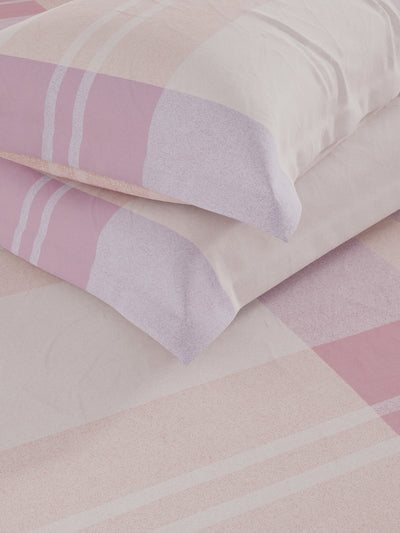 Soft 100% Natural Cotton, King Size Double Bedsheet With 2 Pillow Covers <small> (geometric-pink)</small>