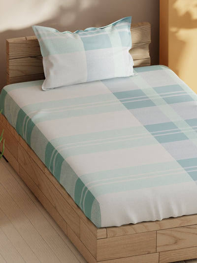 Soft 100% Natural Cotton Single Bedsheet With 1 Pillow Cover <small> (geometric-blue)</small>