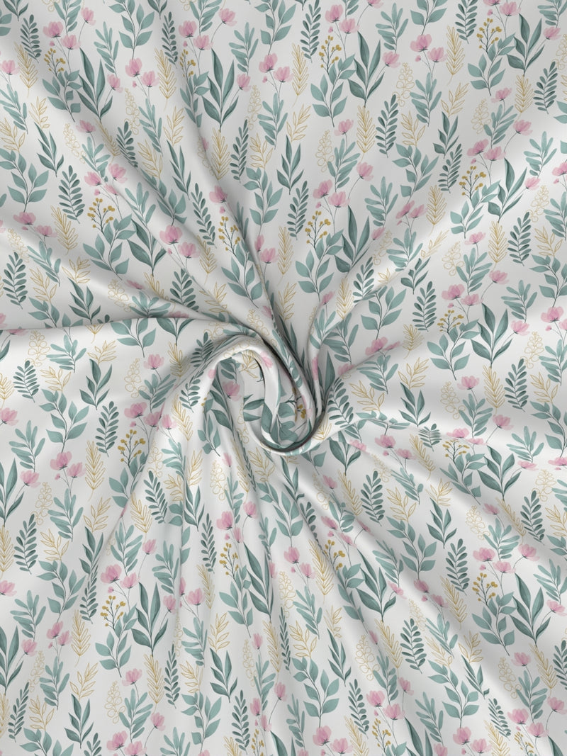 Soft 100% Natural Cotton, King Size Double Bedsheet With 2 Pillow Covers <small> (floral-pink/teal)</small>