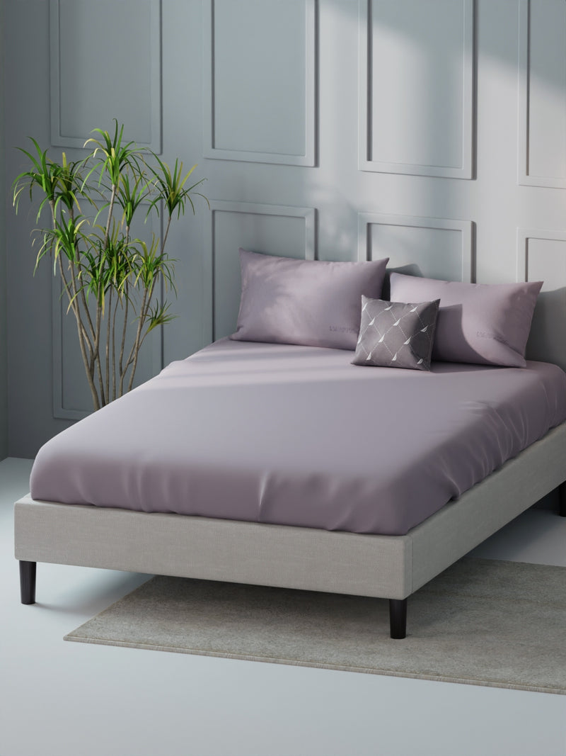 Super Soft 100% Cotton Xl King Size Bedsheet With 2 Pillow Covers <small> (solid-mauve)</small>