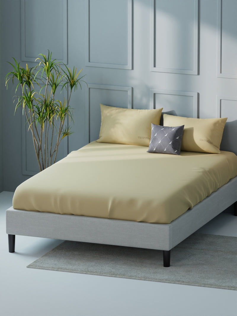 Super Soft 100% Cotton Xl King Size Bedsheet With 2 Pillow Covers <small> (solid-pearl)</small>