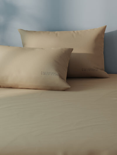 Super Soft 100% Cotton Xl King Size Bedsheet With 2 Pillow Covers <small> (solid-khaki)</small>