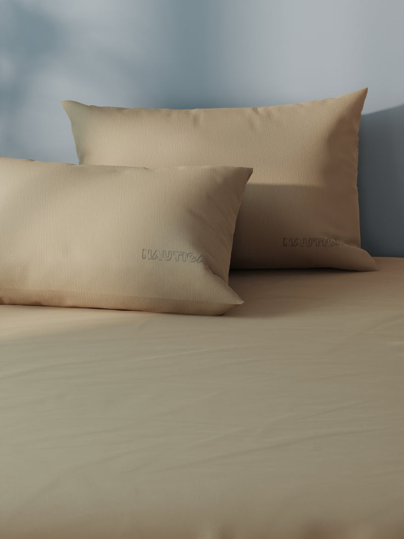 Super Soft 100% Cotton Xl King Size Bedsheet With 2 Pillow Covers <small> (solid-khaki)</small>