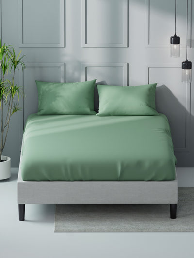 Super Soft 100% Cotton Xl King Size Bedsheet With 2 Pillow Covers <small> (solid-aquagreen)</small>