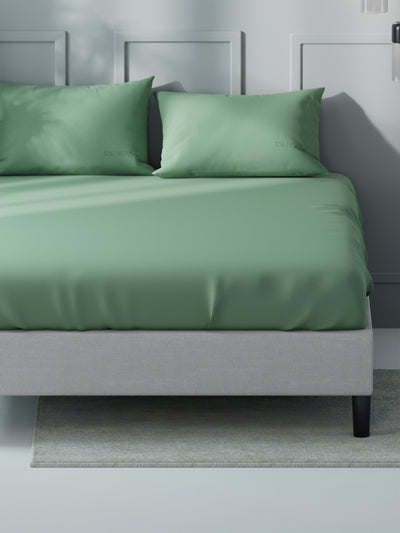 Super Soft 100% Cotton Xl King Size Bedsheet With 2 Pillow Covers <small> (solid-aquagreen)</small>