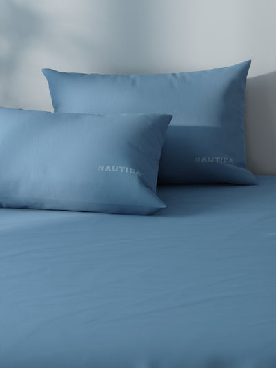 Super Soft 100% Cotton Xl King Size Bedsheet With 2 Pillow Covers <small> (solid-medblue)</small>