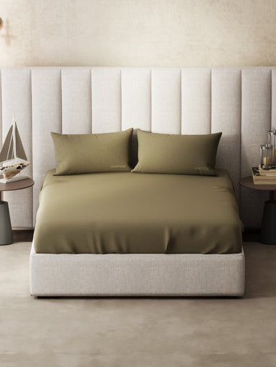 Super Soft 100% Cotton Xl King Size Bedsheet With 2 Pillow Covers <small> (solid-mocha)</small>