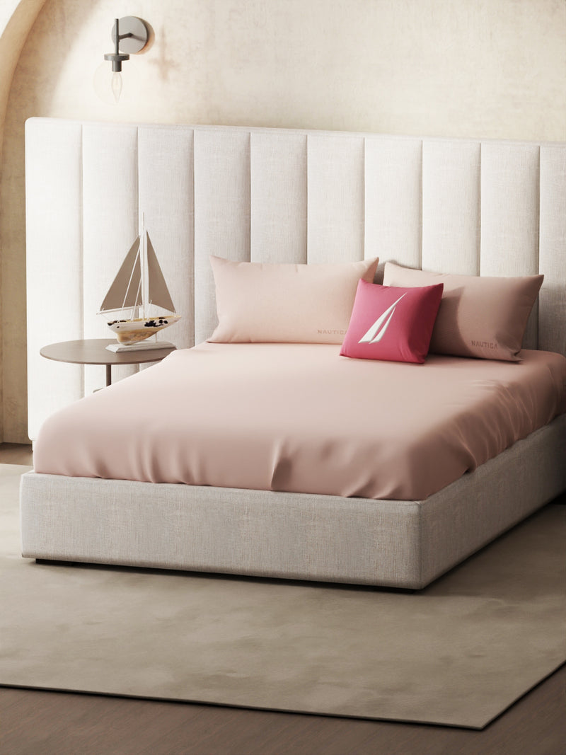 Super Soft 100% Cotton Xl King Size Bedsheet With 2 Pillow Covers <small> (solid-cameorose)</small>
