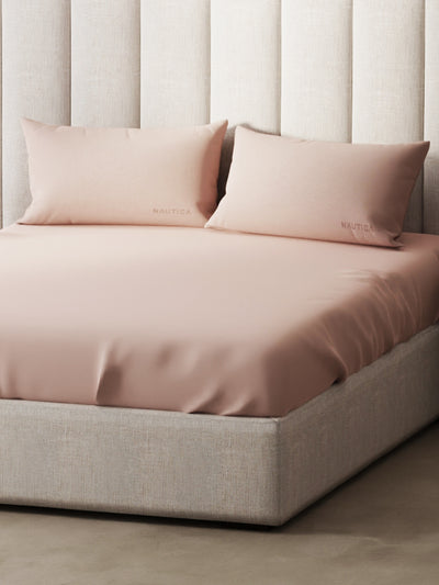 Super Soft 100% Cotton Xl King Size Bedsheet With 2 Pillow Covers <small> (solid-cameorose)</small>