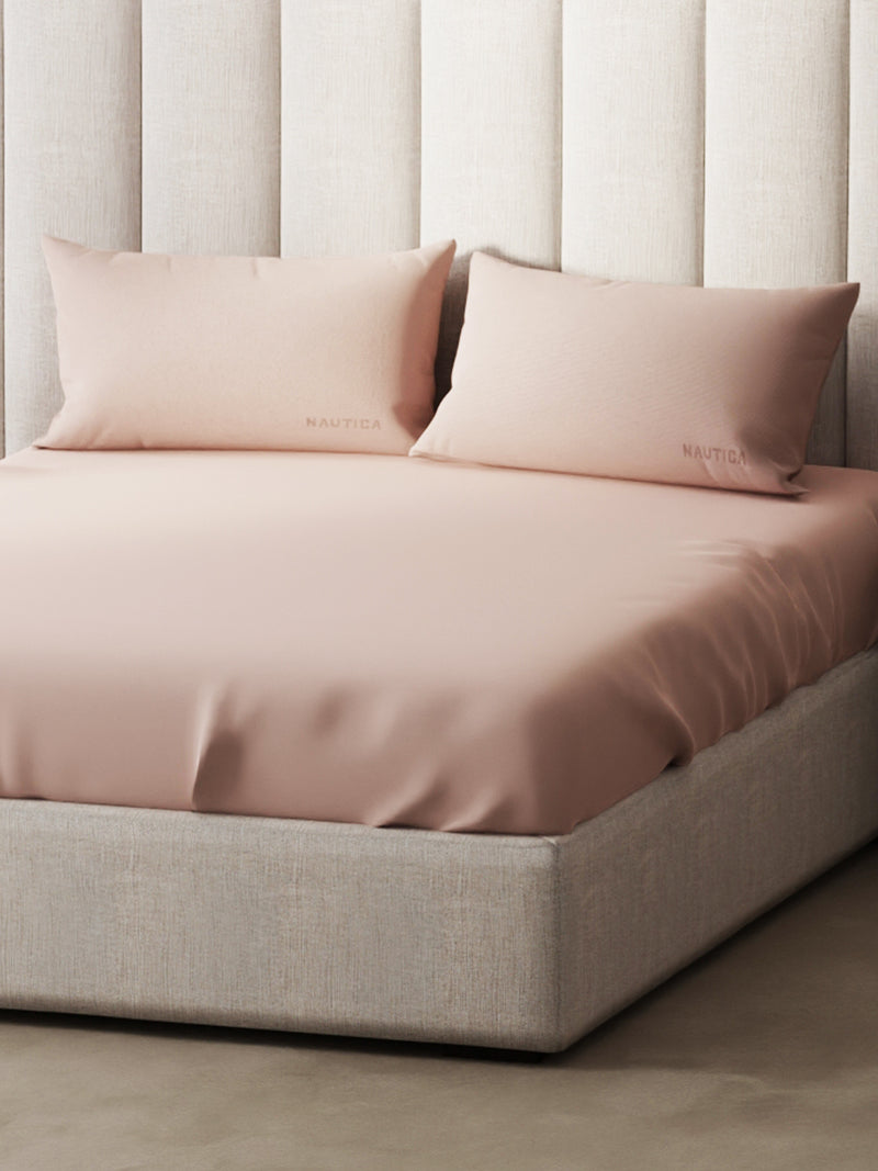 Super Soft 100% Cotton Xl King Size Bedsheet With 2 Pillow Covers <small> (solid-cameorose)</small>