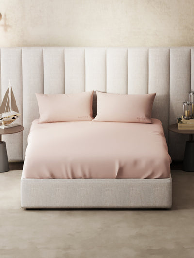 Super Soft 100% Cotton Xl King Size Bedsheet With 2 Pillow Covers <small> (solid-cameorose)</small>
