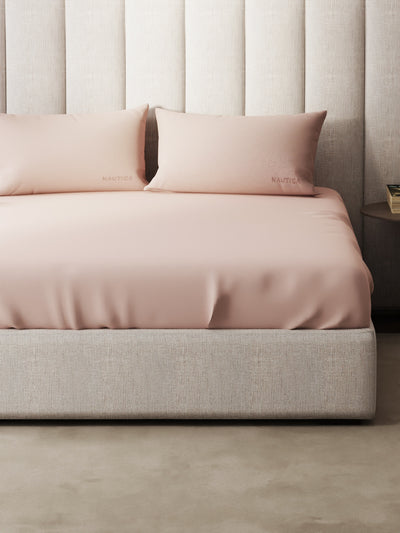Super Soft 100% Cotton Xl King Size Bedsheet With 2 Pillow Covers <small> (solid-cameorose)</small>