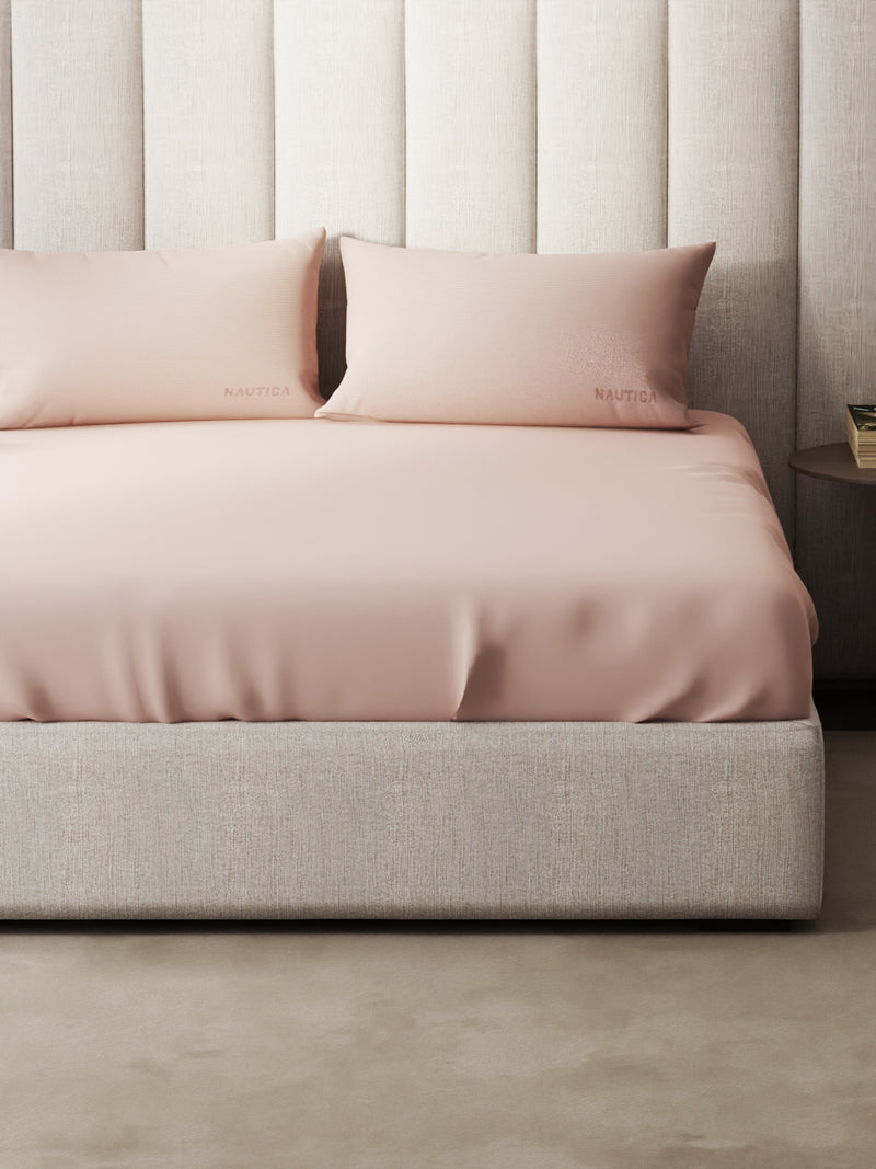 Super Soft 100% Cotton Xl King Size Bedsheet With 2 Pillow Covers <small> (solid-cameorose)</small>