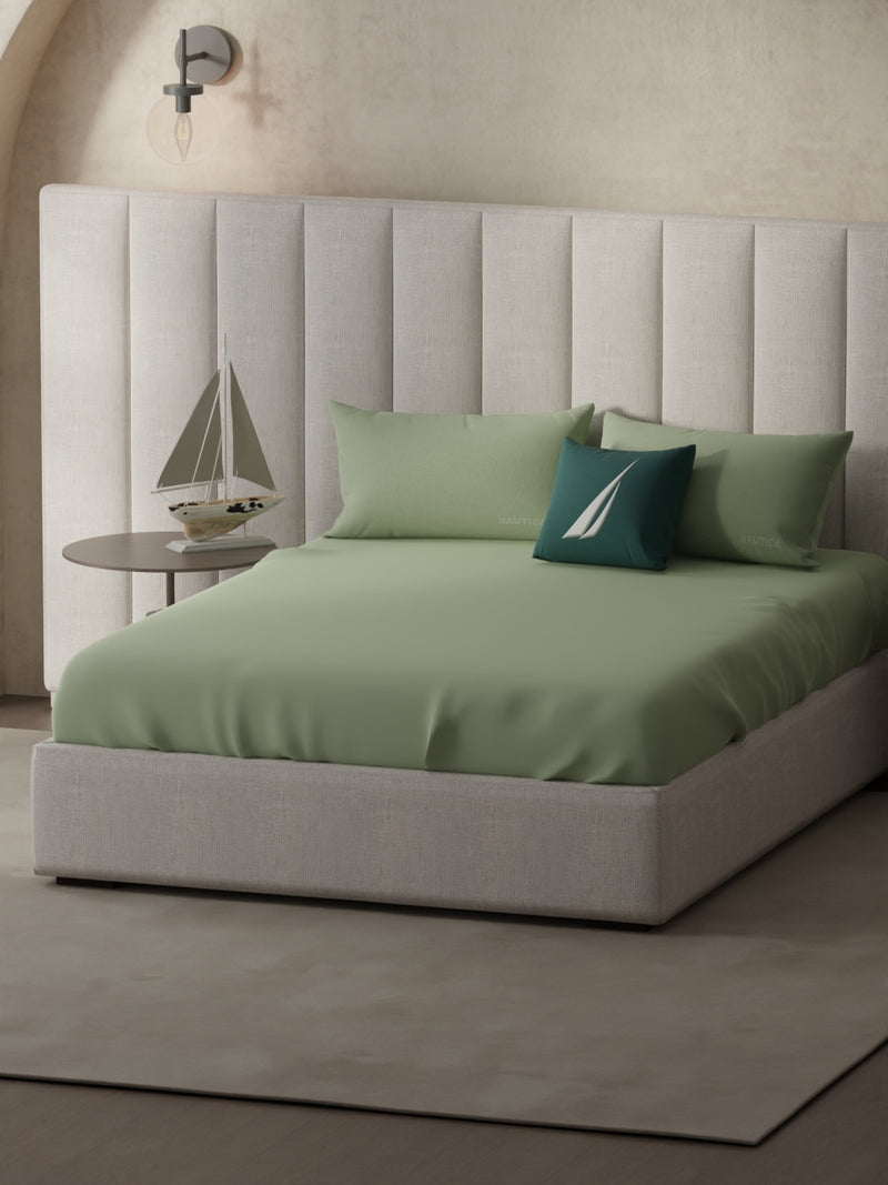 Super Soft 100% Cotton Xl King Size Bedsheet With 2 Pillow Covers <small> (solid-olive)</small>