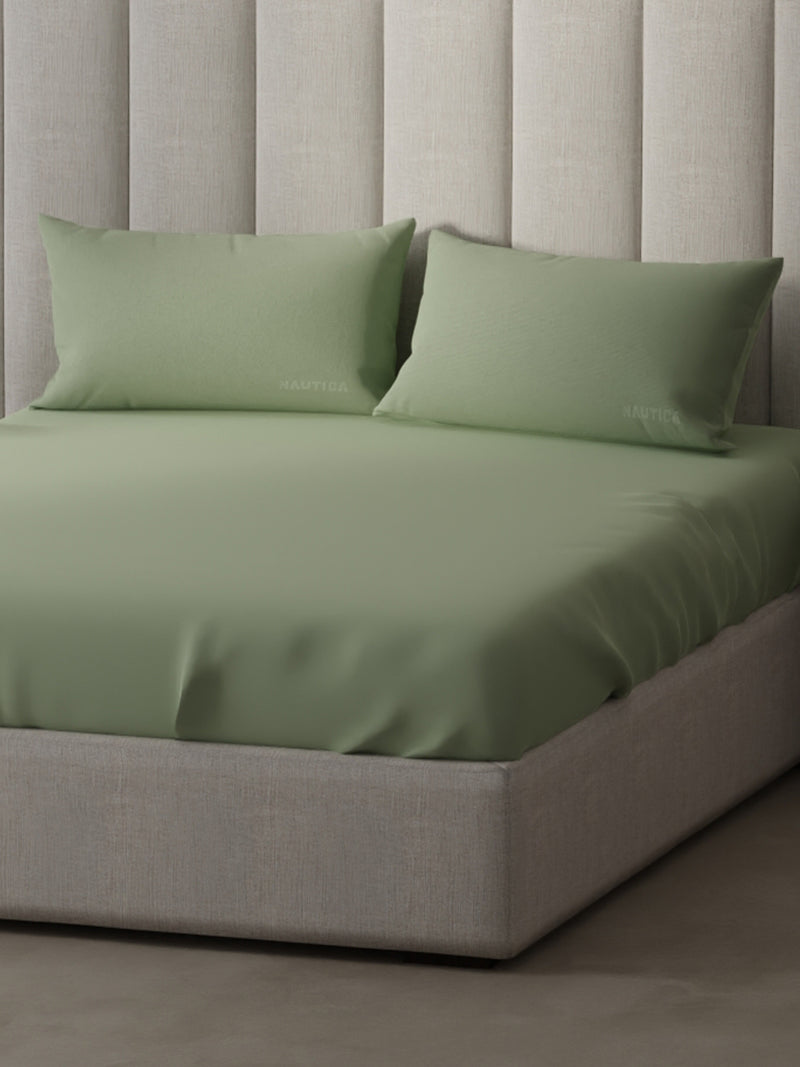 Super Soft 100% Cotton Xl King Size Bedsheet With 2 Pillow Covers <small> (solid-olive)</small>