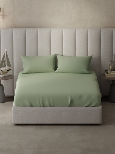 Super Soft 100% Cotton Xl King Size Bedsheet With 2 Pillow Covers <small> (solid-olive)</small>