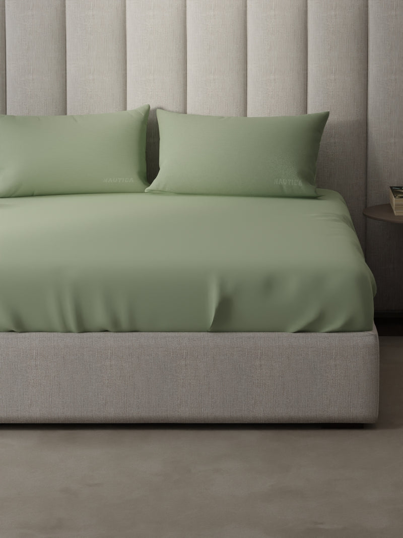Super Soft 100% Cotton Xl King Size Bedsheet With 2 Pillow Covers <small> (solid-olive)</small>