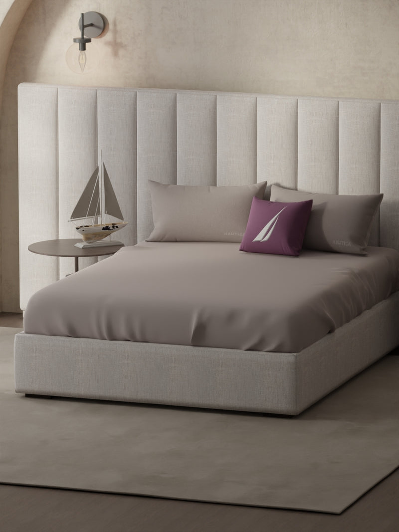 Super Soft 100% Cotton Xl King Size Bedsheet With 2 Pillow Covers <small> (solid-mauve)</small>