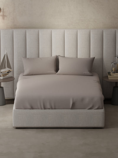 Super Soft 100% Cotton Xl King Size Bedsheet With 2 Pillow Covers <small> (solid-mauve)</small>