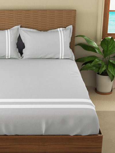 Luxurious 100% Egyptian Satin Cotton King Bedsheet With 2 Pillow Covers <small> (solid-silver)</small>