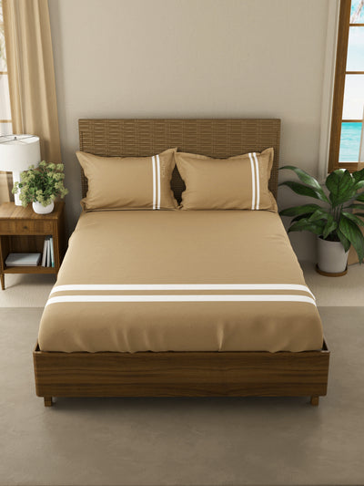 Luxurious 100% Egyptian Satin Cotton King Bedsheet With 2 Pillow Covers <small> (solid-taupe)</small>