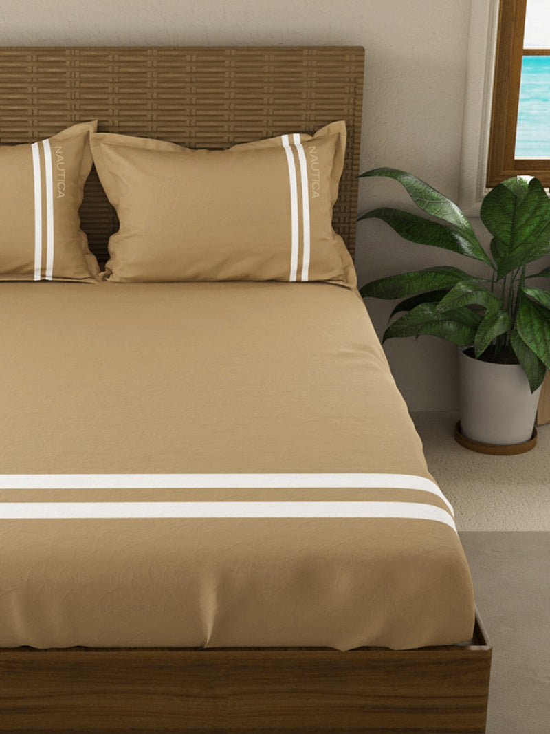 Luxurious 100% Egyptian Satin Cotton King Bedsheet With 2 Pillow Covers <small> (solid-taupe)</small>