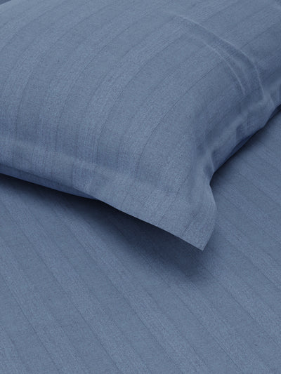 Super Soft 100% Egyptian Cotton Satin Stripe Single Bedsheet With 1 Pillow Cover <small> (solid-jeanblue)</small>