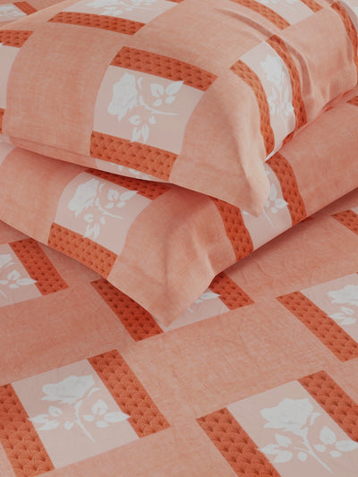 100% Pure Cotton Double Bedsheet With 2 Pillow Covers <small> (geometric-rust)</small>