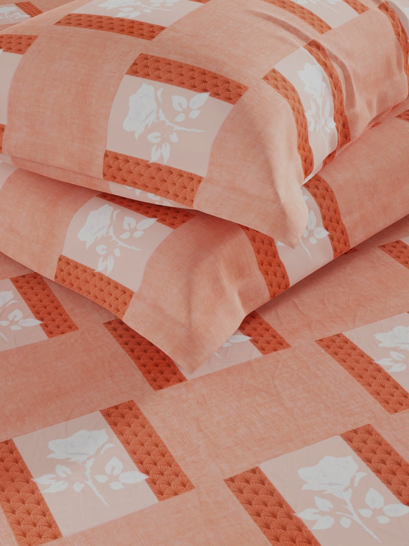 100% Pure Cotton Double Bedsheet With 2 Pillow Covers <small> (geometric-rust)</small>