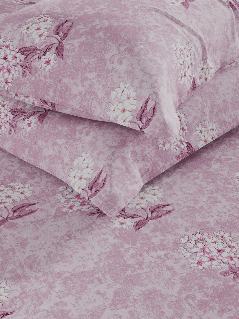 100% Pure Cotton Double Bedsheet With 2 Pillow Covers <small> (floral-lilac)</small>