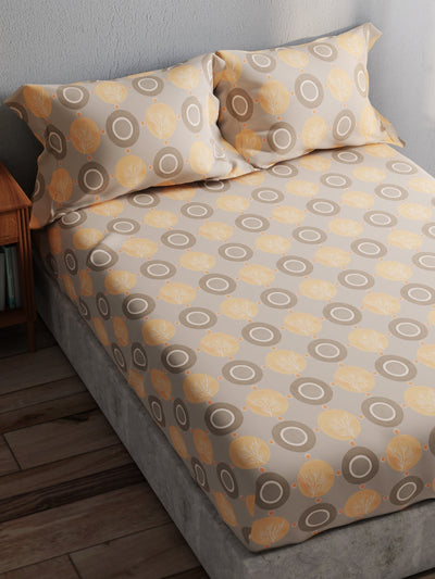 100% Pure Cotton Double Bedsheet With 2 Pillow Covers <small> (ornamental-sand)</small>