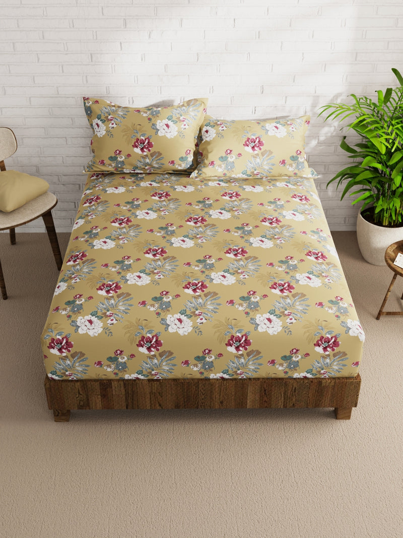 Extra Smooth Micro Double Bedsheet With 2 Pillow Covers <small> (floral-multi)</small>