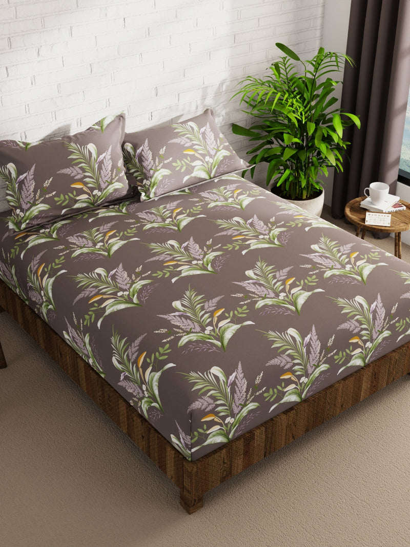 Extra Smooth Micro Double Bedsheet With 2 Pillow Covers <small> (floral-grape)</small>