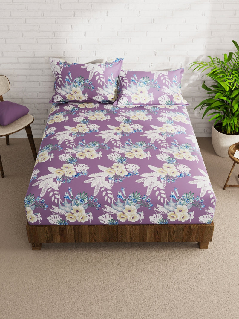 Extra Smooth Micro Double Bedsheet With 2 Pillow Covers <small> (floral-pink)</small>